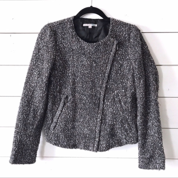 GAP Jackets & Blazers - Gap Black White Tweed Moto Asymmetrical Zip Jacket